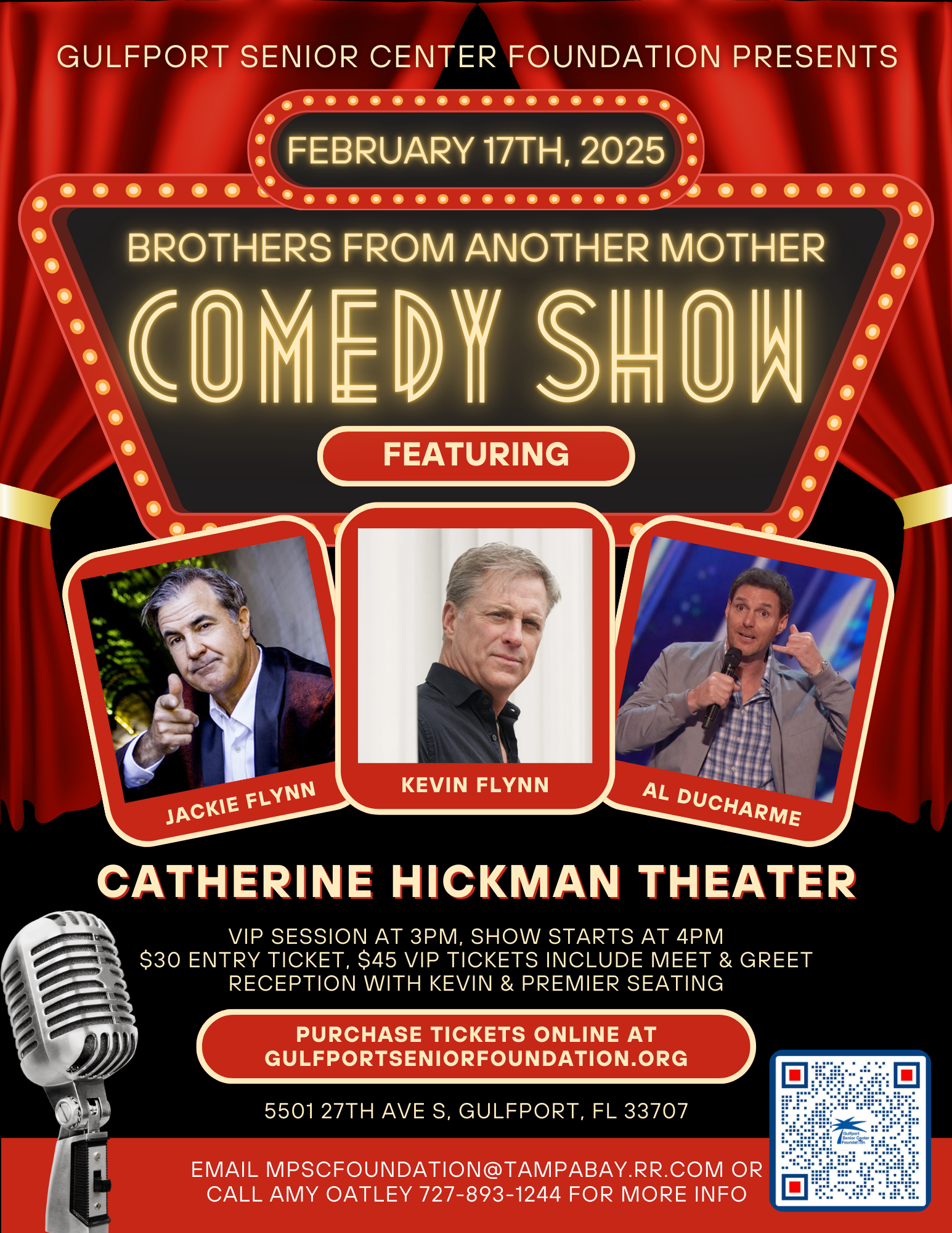 Kevin Flynn Brothers From Another Mother Comedy Show Feb 17 2025. 1 Night Only at in Gulfport FL at the Catherine Hickman Theater