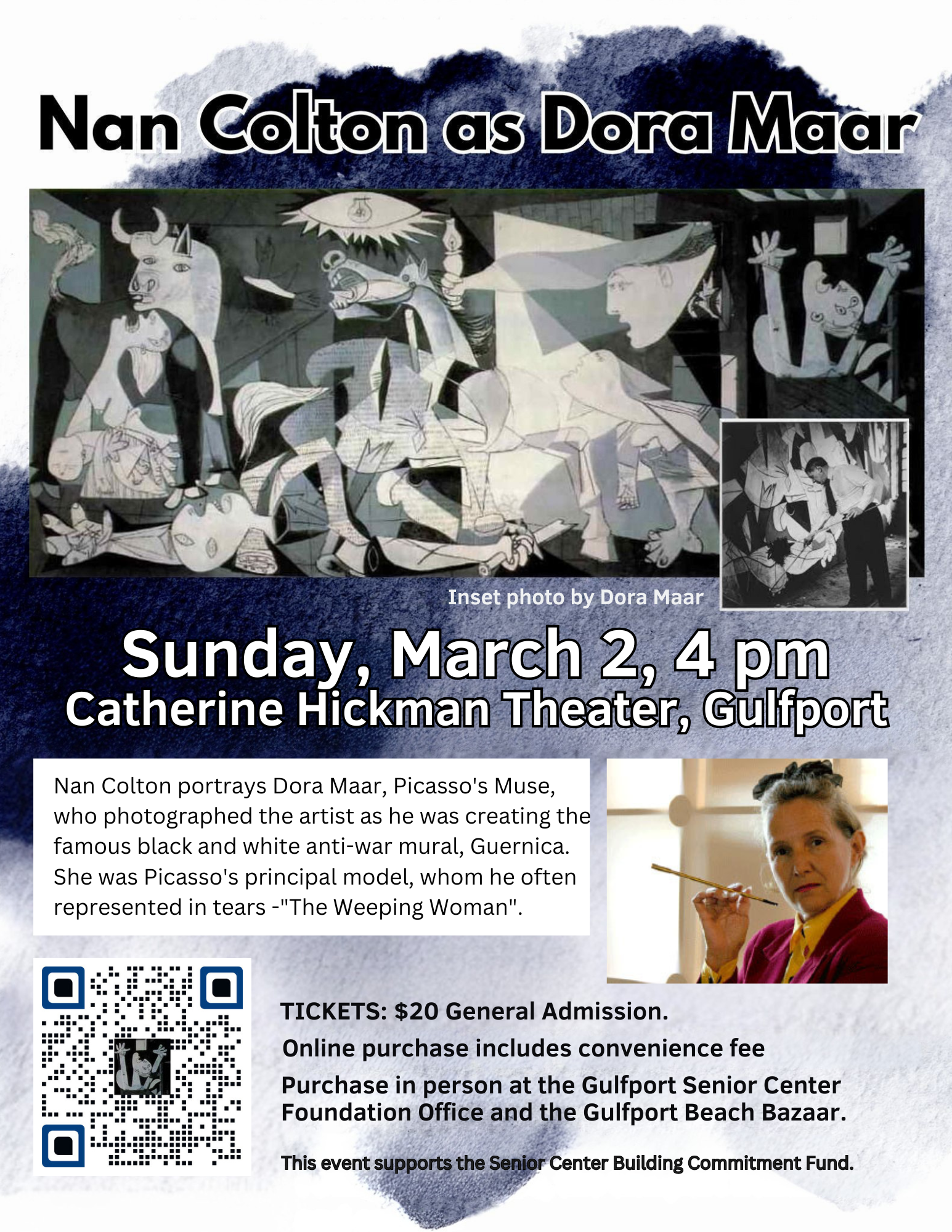 Nan Colton as Dora Maar - One Night Only at he Catherine Hickman Theater Sunday Mar 2nd at 4pm