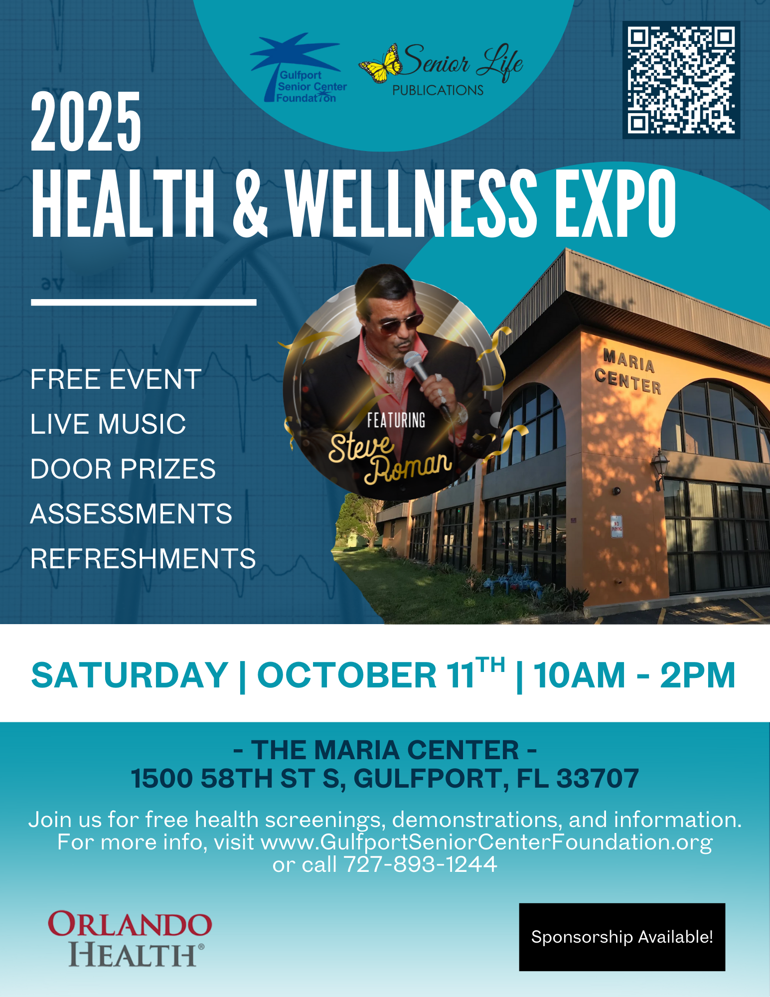 2025 Health & Wellness Expo Hosted by the Gulfport Senior Center Foundation and Senior Life Publications October 11th, 2025 10am-2pm at the Maria Center
