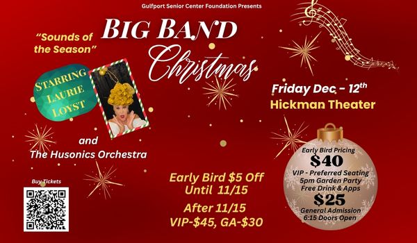 Big Band Christmas web home (600 x 320 px) Nan Colton as Mary Shelley, author of Frankenstein, Sunday September 14th at The Catherine Hickman Theater